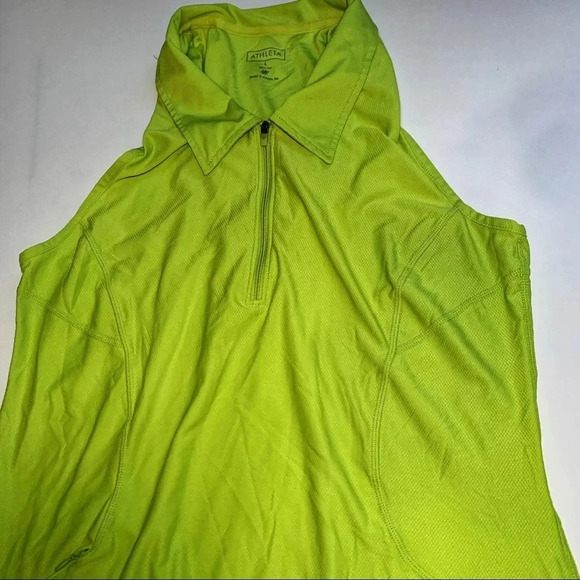 Athleta Chartreuse 1/4 Zip Sleeveless Tank Sz L - Picture 3 of 8